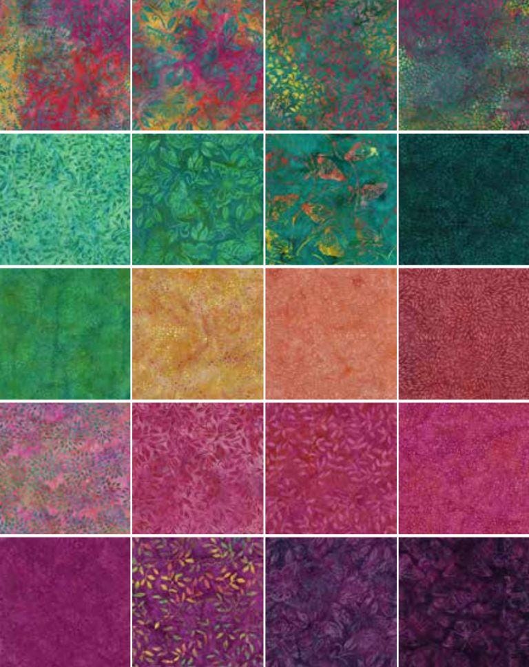 Flutter Fly Stack, Island Batik, 10" Precut Teal Pink Yellow Purple Batik Layer Cake Fabric Squares