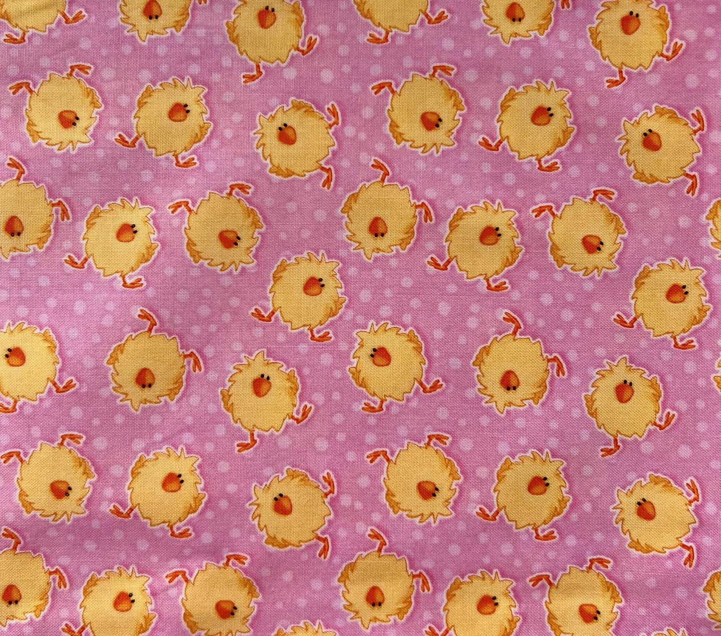 DESTASH Hippity Hop - 1 Yard Cut of Easter Chicks on Pink Fabric, Henry Glass & Co, Cute Easter Fabric, Shelly Comiskey