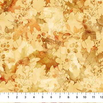 Autumn Breeze - Fall Leaves Ochre Tonal Texture Fabric, Northcott DP28058-52 Ochre Leaf Texture, Autumn Leaves Landscape Fabric, By the Yard