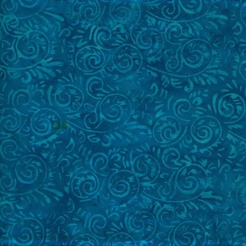 Batik Basics - Teal Foulard Batik Fabric, Island Batik BE28-D1 Waterfall, Teal Bluegreen Batik Blender Fabric, By the Yard