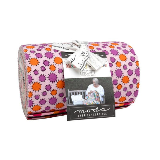 Mixed Bag of Lollies Dessert Roll, Moda 18240DR, 5" Precut Pink Orange Yellow Green Blue Low Volume Quilting Fabric Strips, Jen Kingwell