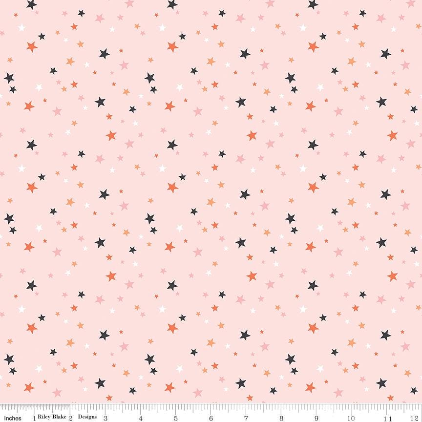 Hey Pumpkin Halloween 10" Stacker, Riley Blake 10-16030-42, 10" Precut Pink Orange Black Halloween Quilt Fabric Squares, My Mind's Eye