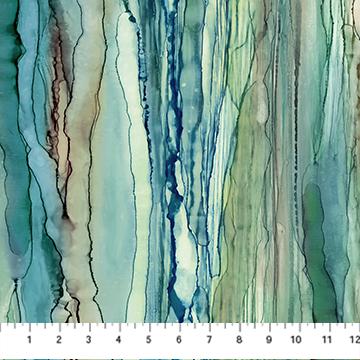 Great Outdoors - Teal Green Brown Mountains Ombre Fabric, Northcott DP28450-64 Teal Multi, Watercolor Ombre Tonal Stripe Fabric, By the Yard