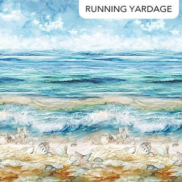 Great Outdoors - Coastal Beach Landscape Ombre Fabric, Northcott DP28451-44 Coastal Ombre, Watercolor Ombre Landscape Fabric, By the Yard