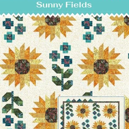 Sunny Fields Quilt Pattern, Blooming Boldly BBD0118, Yardage Friendly Sunflower Throw Quilt Pattern, Leslie Ryan