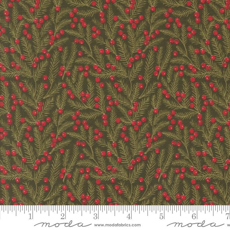 Berry and Pine 32 Piece Fat Eighths Bundle, Moda 5240F8, Red Green Gray Floral Christmas F8 Fat Eights, 9 x 22 Fabric Cuts, Lella Boutique