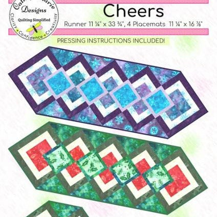 Cheers Table Runner Place Mats Quilt Pattern, Cathey Marie Designs CMD318 PTNB0523, Yardage Friendly Runner and Placemats Pattern