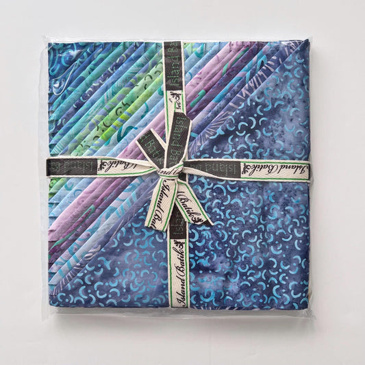 Aurora Stack, Island Batik, 10" Precut Purple Green Turquoise Blue Batik Layer Cake Fabric Squares