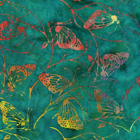 Flutter Fly Stack, Island Batik, 10" Precut Teal Pink Yellow Purple Batik Layer Cake Fabric Squares