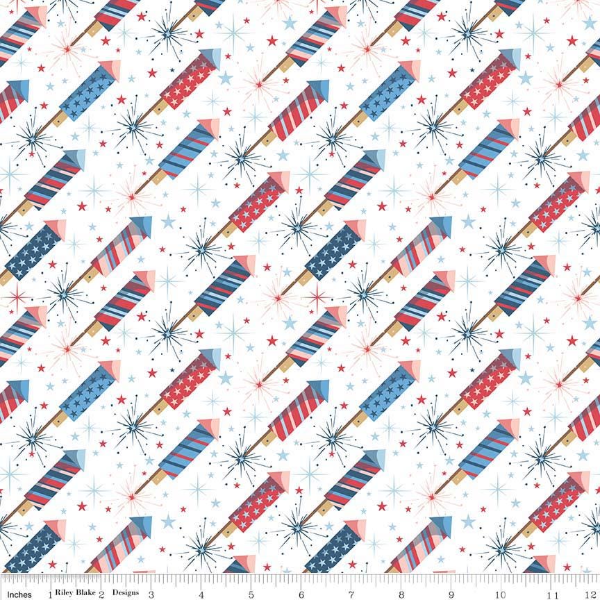 DESTASH Set of 2 Parade on Main 5" Stackers, Riley Blake Designs 5-6080-18, 5" Precut RWB Patriotic Junior Charm Fabric Squares, Walker