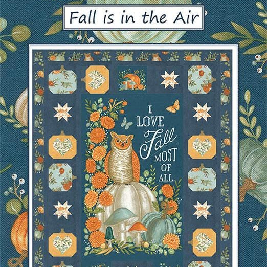 Fall is in the Air Quilt Pattern, Coach House Designs CHD2452, Fabric Panel Friendly Autumn Fall Pumpkins Lap Wall Quilt Pattern