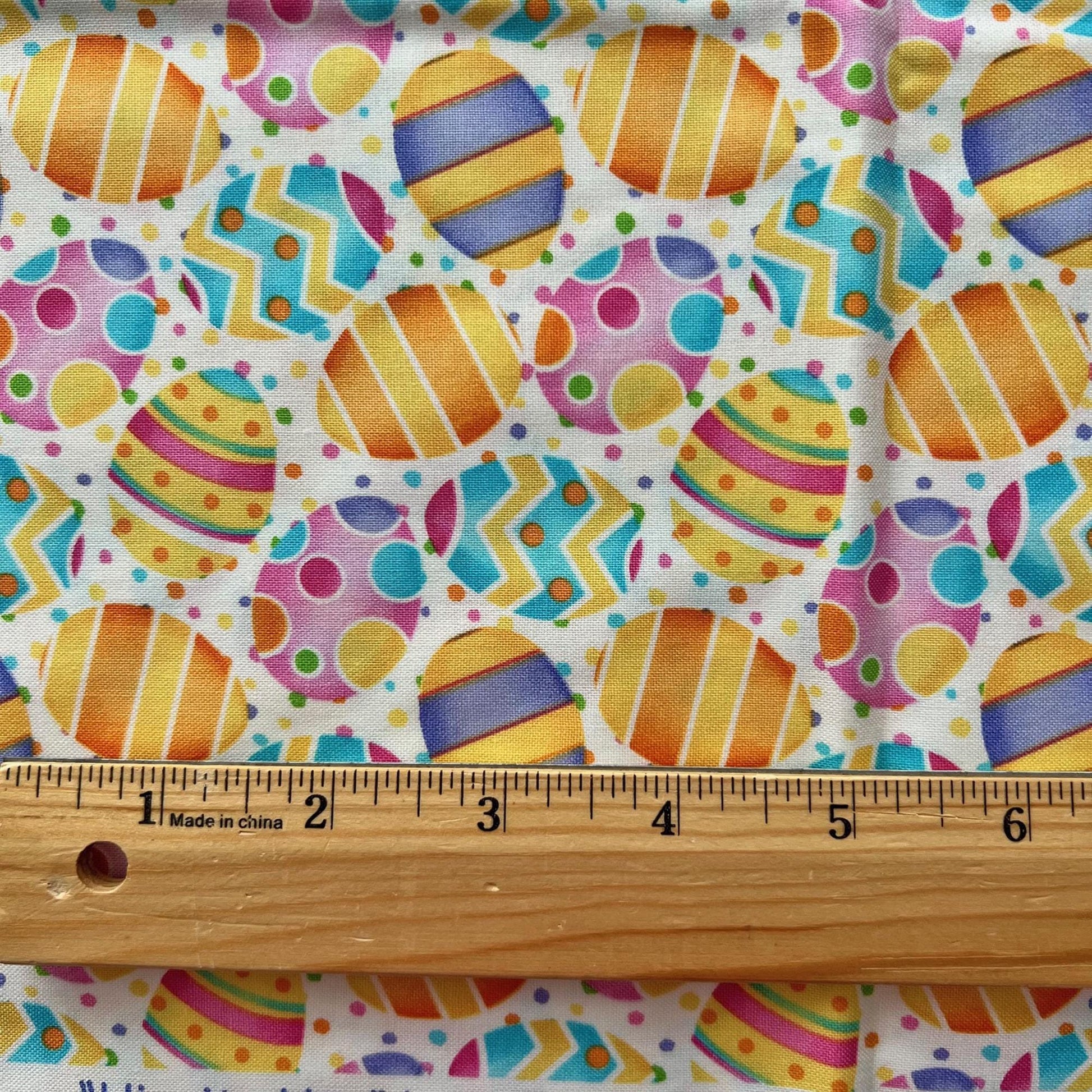 REMNANT 1 Yard 18" of Hippity Hop - Easter Eggs on White Fabric, Henry Glass & Co, Cute Easter Fabric, Shelly Comiskey