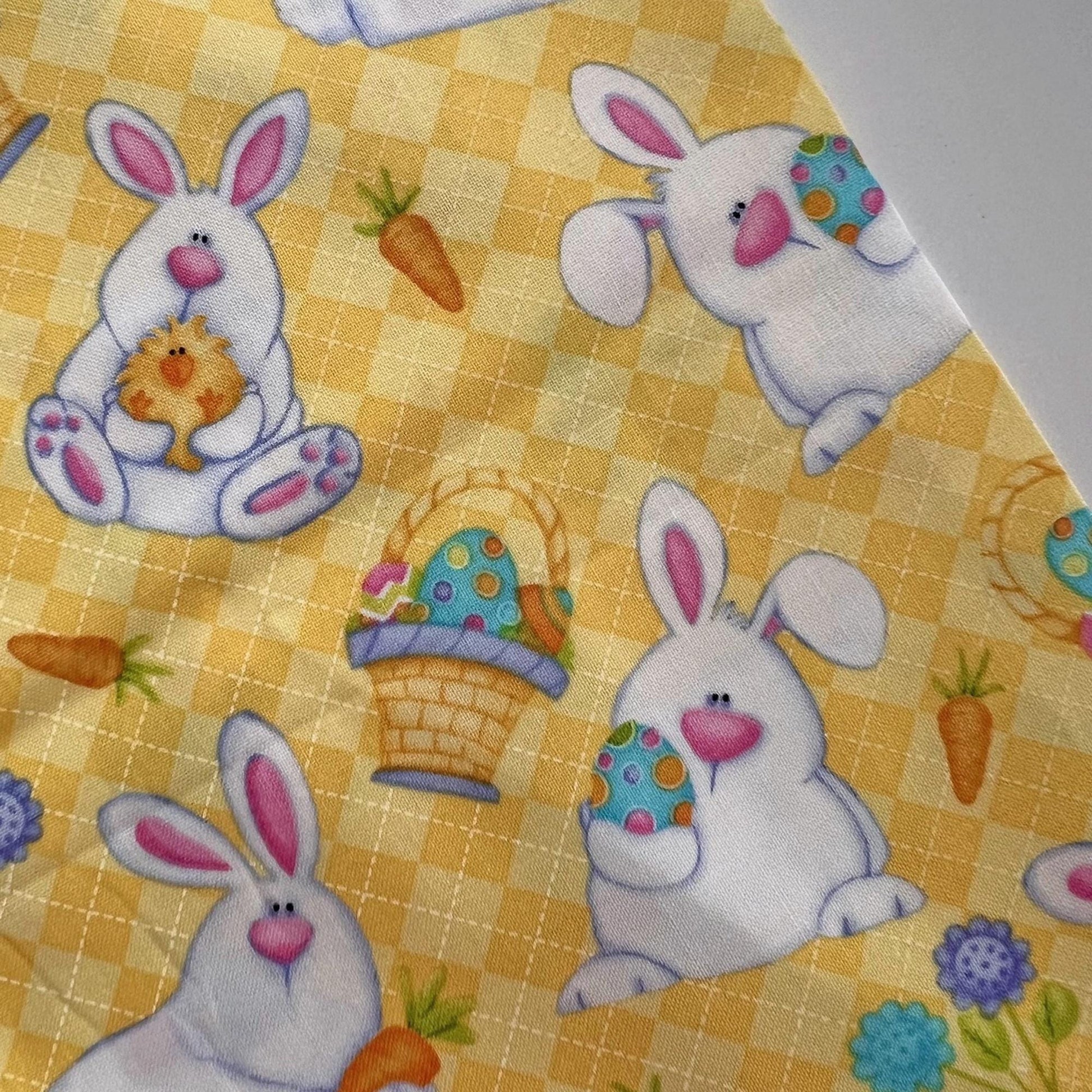 REMNANT 1 Yard 18" of Hippity Hop - Easter Bunnies Chicks on Yellow Fabric, Henry Glass & Co, Cute Easter Fabric, Shelly Comiskey