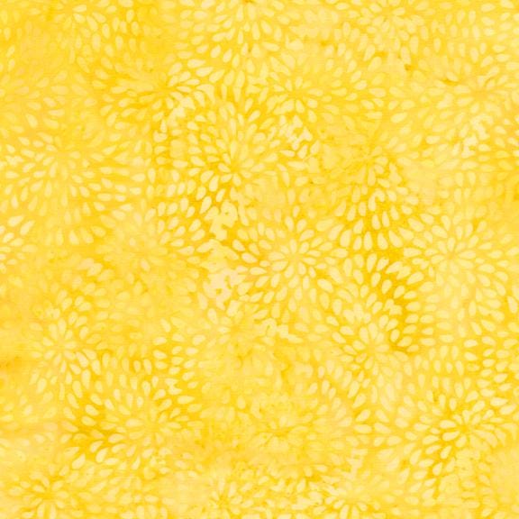 Batik Basics - Yellow Ogee Petal Batik Fabric, Island Batik BE32-C1 Sunshine, Yellow Batik Blender Fabric, By the Yard