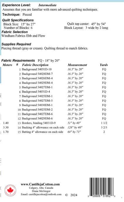 Bargello Breakers Ebb Quilt Pattern, Castilleja Cotton CJC4629-6, Fat Quarter FQ Friendly Lap Throw Quilt Pattern, Easy Bargello Waves Quilt