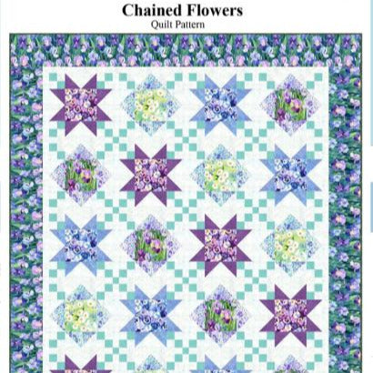 Chained Flowers Quilt Pattern, Castilleja Cotton CJC6014-1, Yardage Friendly Stars Irish Chains Lap Throw Quilt Pattern