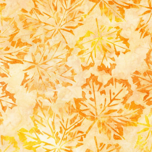 Artisan Batiks Fall Splendor - Brown Yellow Leaves Batik Fabric, Robert Kaufman AMD-22955-142 Amber, Autumn Fall Batik Fabric, By the Yard