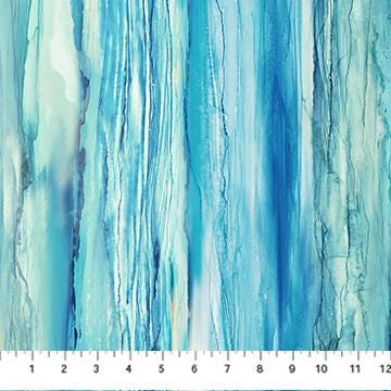 Great Outdoors - Blue Green Coastal Ombre Fabric, Northcott DP28447-44 Blue Multi, Watercolor Ombre Tonal Stripe Fabric, By the Yard