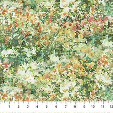 Great Outdoors - Meadow Green Rust Floral Fabric, Northcott DP28446-74 Meadow, Green Rust Texture Landscape Fabric, By the Yard