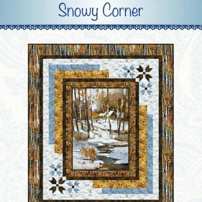 Snowy Corner Panel Frame Quilt Pattern, Bound to Be Quilting BTBQ501 PTN3465, Fabric Panel Friendly Throw Quilt Pattern