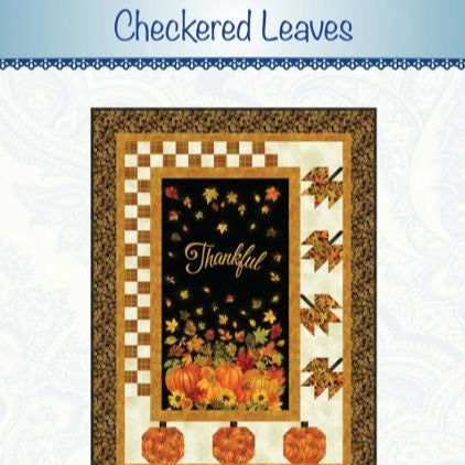 Checkered Leaves Fall Panel Frame Quilt Pattern, Bound to Be Quilting BTBQ508, Fabric Panel Friendly Lap Throw Quilt Pattern