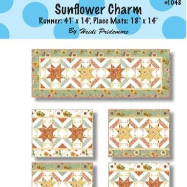 Sunflower Charm Table Runner Place Mats Quilt Pattern, The Whimsical Workshop TWW1048, Star Table Runner Topper Placemats Pattern