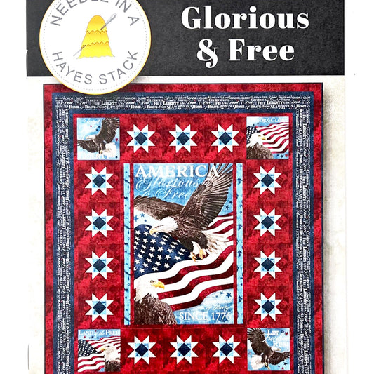 Glorious and Free Quilt Pattern, Needle in a Hayes Stack PTN3459, 28" Fabric Panel Friendly Throw Quilt Pattern, Panel Blocks Pattern
