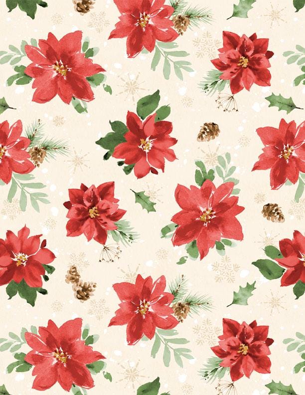 Cardinal Celebration 5 Karat Crystals Charm Pack, Wilmington 859-508, Precut 5" Winter Christmas Cardinals Birds Poinsettias Fabric Squares