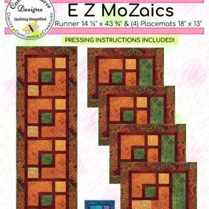 EZ MoZaics Table Runner Place Mats Quilt Pattern, Cathey Marie Designs CMD176, Yardage Friendly Runner and Placemats Pattern