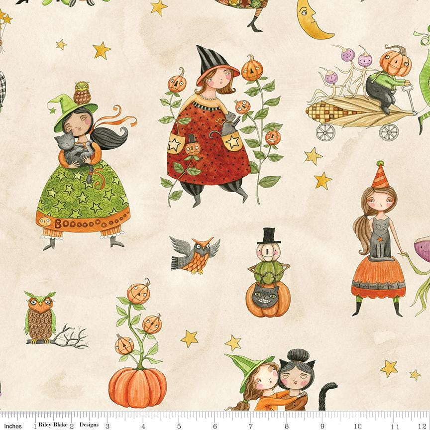 Ghoul Friends Rolie Polie, Riley Blake RP-16050-40, 2.5" Precut Whimsical Halloween Witch Fabric Strip Roll, Teresa Kogut