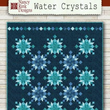 Water Crystals Quilt Pattern, Nancy Rink Designs NRD331, Yardage Friendly Stars Lap Throw Quilt Pattern