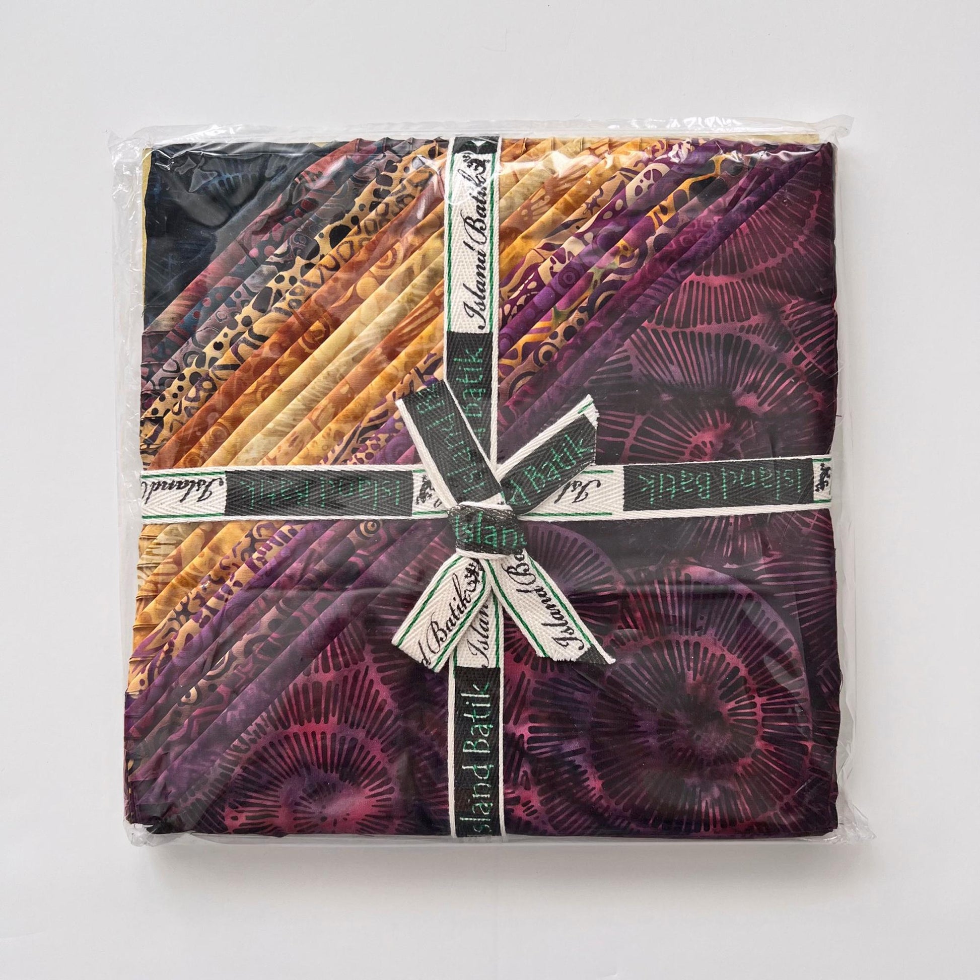 Geode Glow Stack, Island Batik, 10" Precut Purple Amber Beige Fossils Batik Layer Cake Fabric Squares