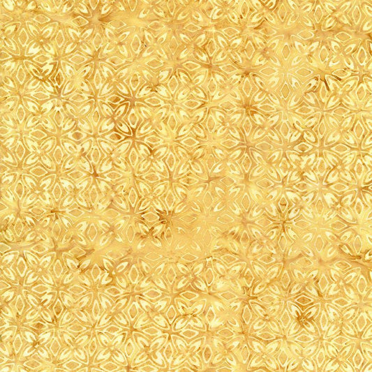 Tonga Amber Batik - Golden Yellow Small Flowers Batik Fabric, Timeless Treasures B2697-Fawn, By the Yard