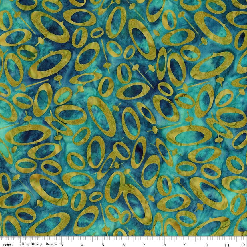 Expressions Batiks - Retro Revival 5" Stacker, Riley Blake 5-23276-42, 5" Precut Mid Century Modern Teal Orange Green Batik Fabric Squares