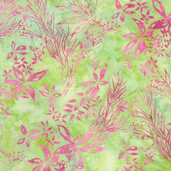 Everlasting Stack, Island Batik, 10" Precut Pink Green Batik Layer Cake Fabric Squares