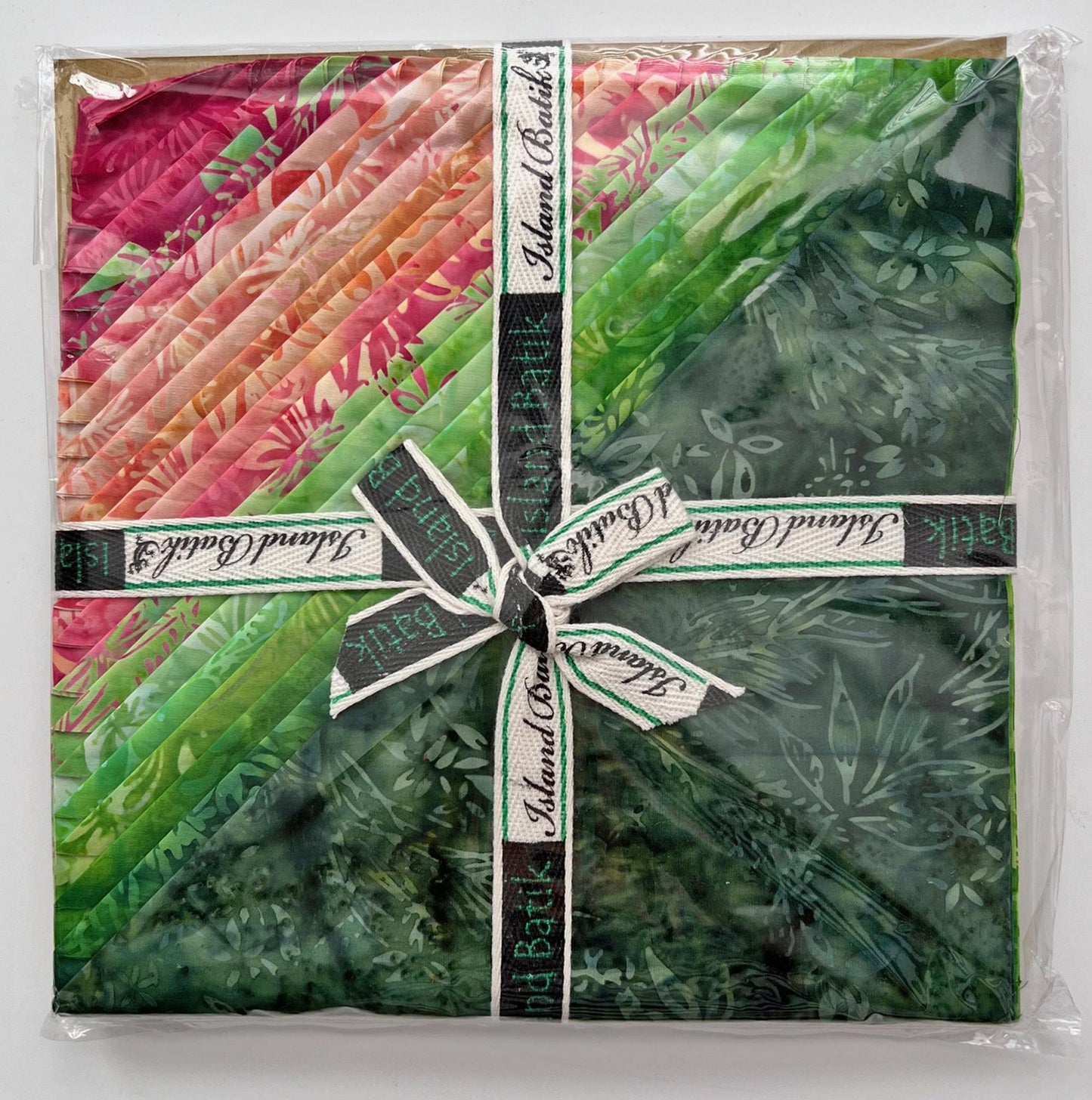Everlasting Stack, Island Batik, 10" Precut Pink Green Batik Layer Cake Fabric Squares