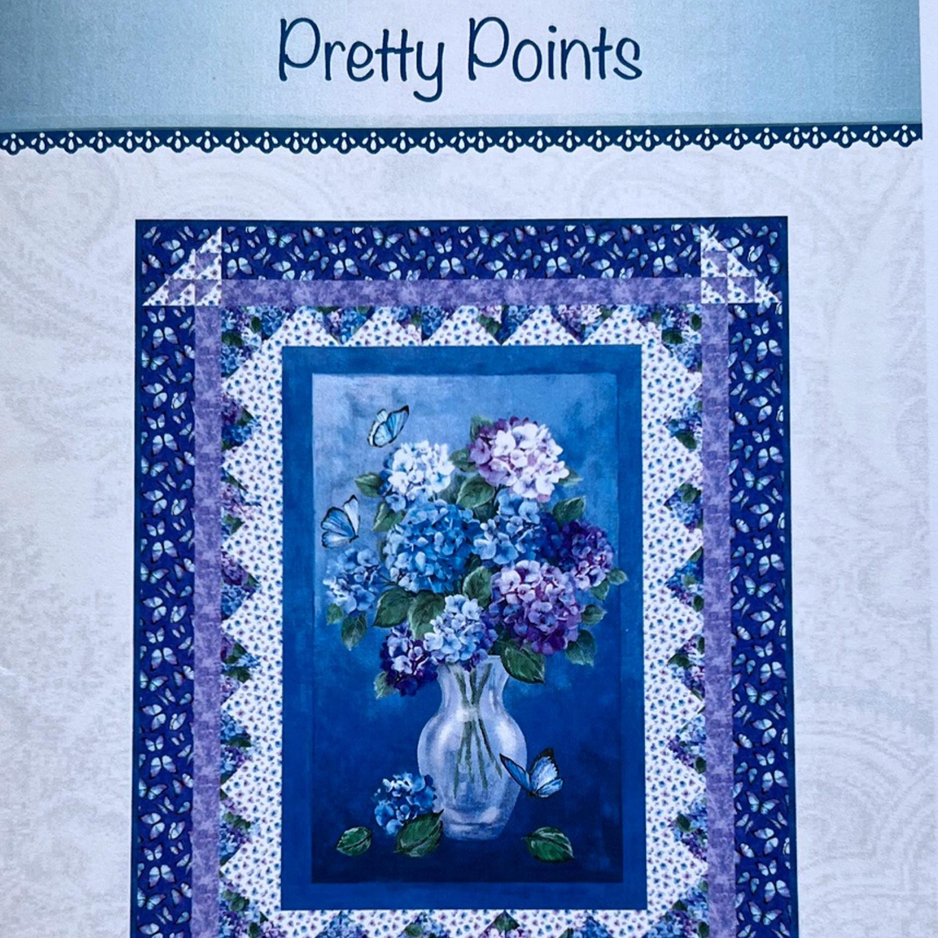 Pretty Points Panel Frame Quilt Pattern, Bound to Be Quilting BTBQ417 PTN3248, 28" Vertical Fabric Panel Friendly Throw Quilt Pattern