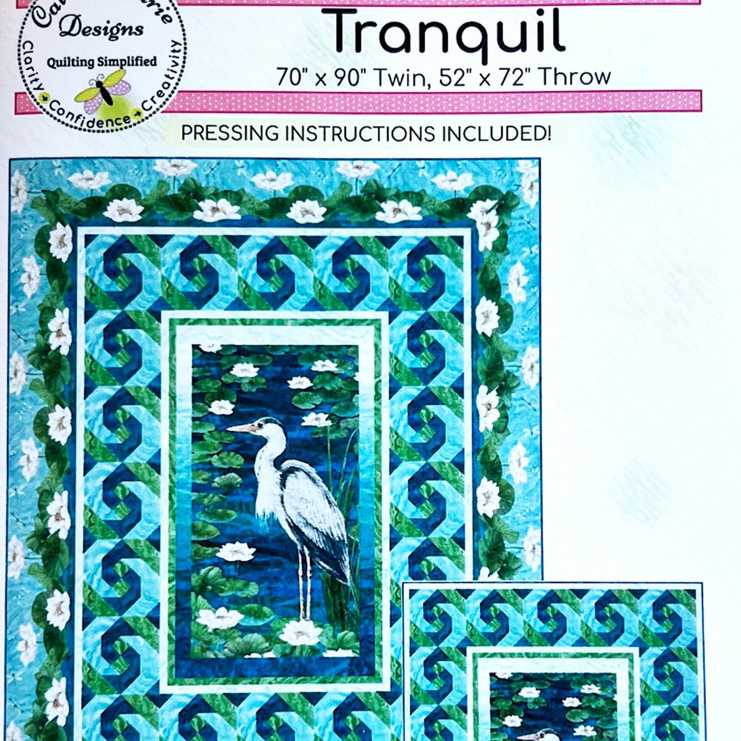 Tranquil Panel Frame Quilt Pattern, Cathey Marie Designs CMD305 PTN3367, 24" Fabric Panel Friendly Snails Trail Panel Frame Quilt Pattern