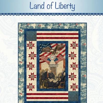 Land of Liberty Panel Frame Quilt Pattern, Bound to Be Quilting BTBQ536 PTN3544, Patriotic Fabric Panel Friendly Lap Throw Quilt Pattern