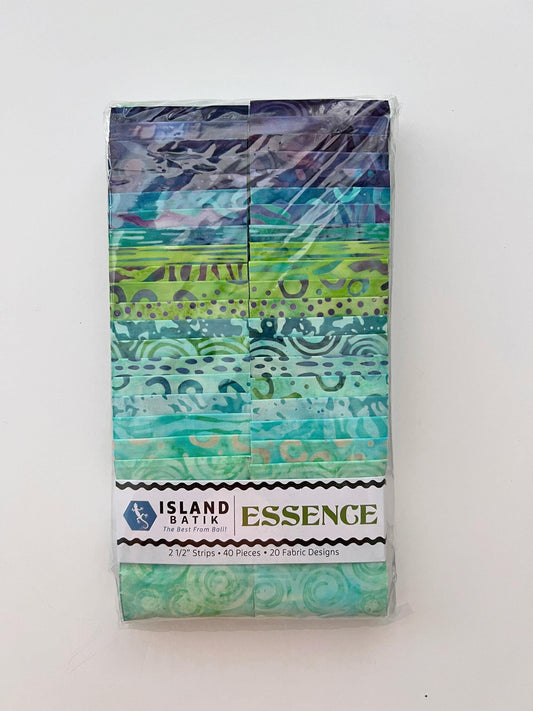 Essence Strip Pack, Island Batik, Batik Jelly Roll, 2.5" Precut Turquoise Blue Purple Green Batik Fabric Strips