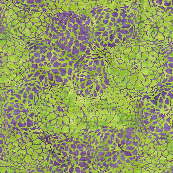 Petal Poetry Stack, Island Batik, 10" Precut Green Purple Blue Batik Layer Cake Fabric Squares