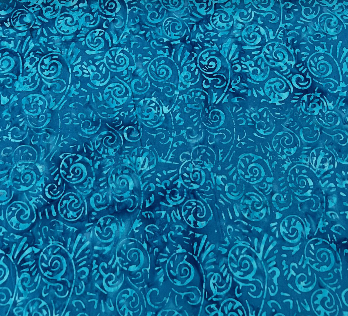 REMNANT 24" of Batik Basics - Turquoise Aqua Blue Foulard Batik Fabric, Island Batik BE28-D1 Waterfall, Blue Batik Blender Fabric
