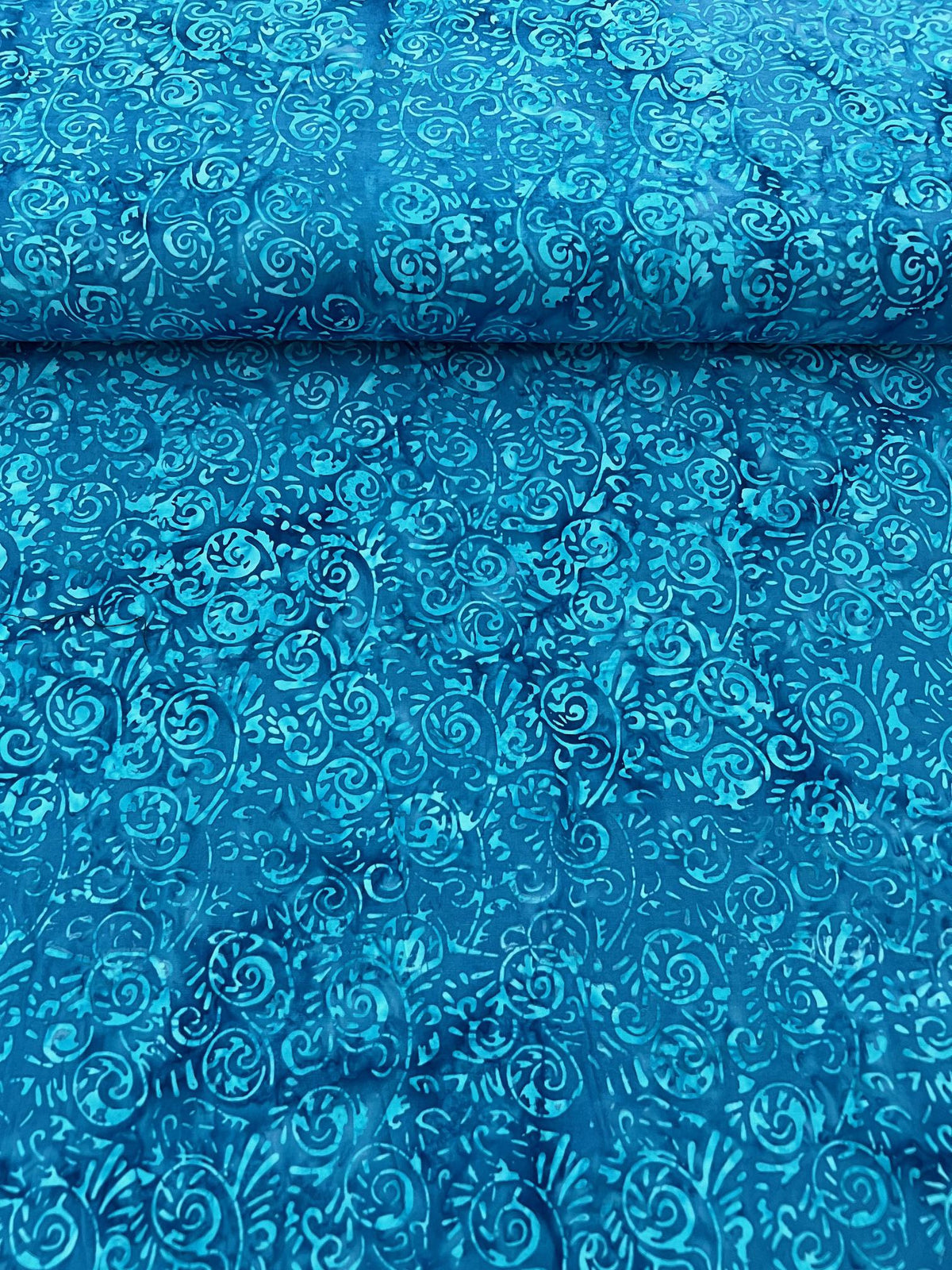 REMNANT 24" of Batik Basics - Turquoise Aqua Blue Foulard Batik Fabric, Island Batik BE28-D1 Waterfall, Blue Batik Blender Fabric