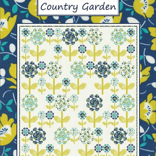 Country Garden Quilt Pattern, Coach House Designs CHD2125, Yardage Friendly Flowers Floral Lap Throw Quilt Pattern