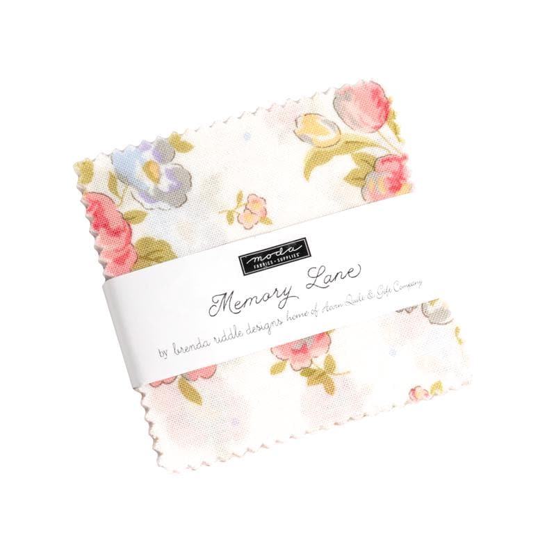 Memory Lane 5" Charm Pack, Moda 18780PP, 5" Precut Pink Blue Green Floral Charm Pack Fabric Squares, Granny Chic Fabric, Brenda Riddle