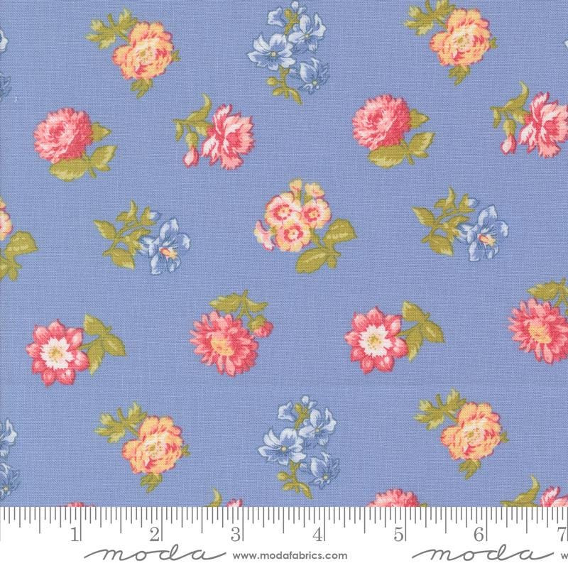 Memory Lane 5" Charm Pack, Moda 18780PP, 5" Precut Pink Blue Green Floral Charm Pack Fabric Squares, Granny Chic Fabric, Brenda Riddle