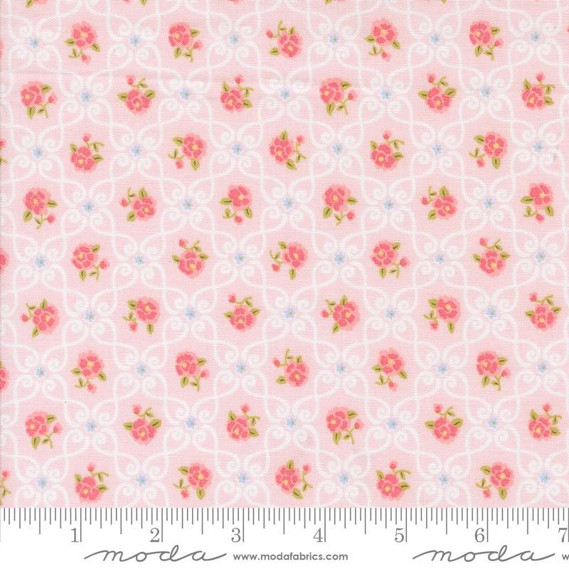 Memory Lane 5" Charm Pack, Moda 18780PP, 5" Precut Pink Blue Green Floral Charm Pack Fabric Squares, Granny Chic Fabric, Brenda Riddle