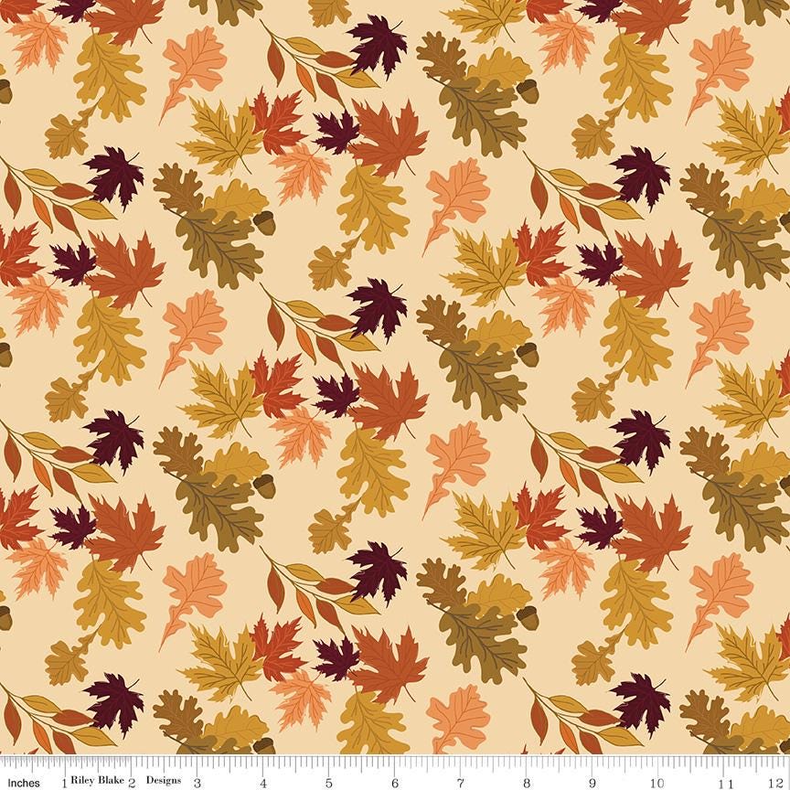 The Awe of Autumn 5" Stacker, Riley Blake 5-16190-42, 5" Precut Autumn Fall Harvest Charm Pack Fabric Squares, Thanksgiving Fabric, Gervais