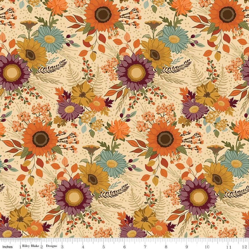 The Awe of Autumn 5" Stacker, Riley Blake 5-16190-42, 5" Precut Autumn Fall Harvest Charm Pack Fabric Squares, Thanksgiving Fabric, Gervais