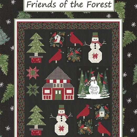 Friends of the Forest Quilt Pattern, Coach House Designs CHD2439, Fabric Panel Friendly Christmas Lap Throw Quilt Pattern